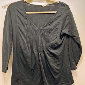 J. Crew Black Long Sleeve V-Neck Top Sz M